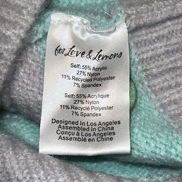 NWT For Love and Lemons Green Grey Stripe Maud Crop Knit Sweater Vest XS - Picture 9 of 11